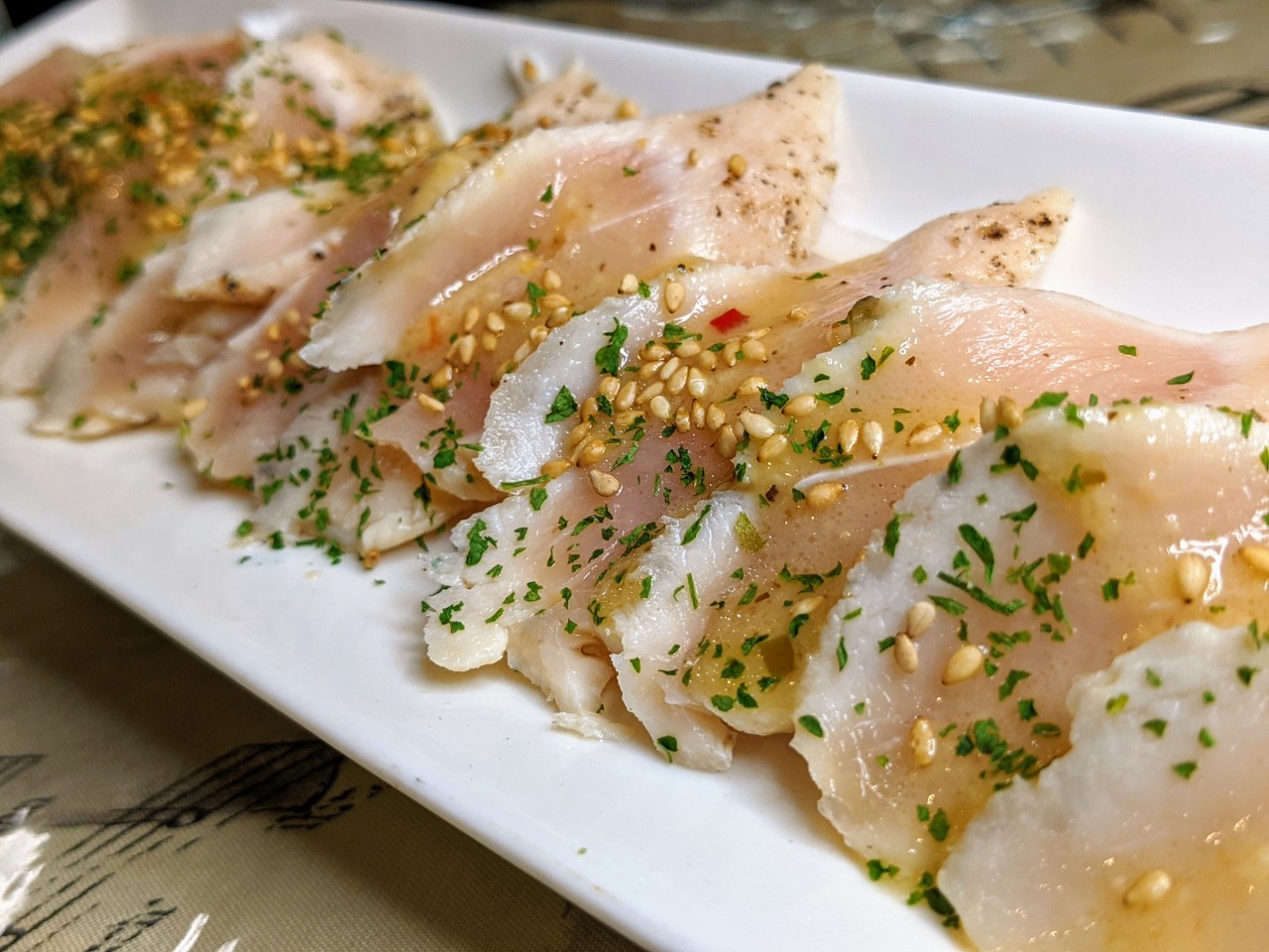 大山鶏のタタキ ワサビパッチョ